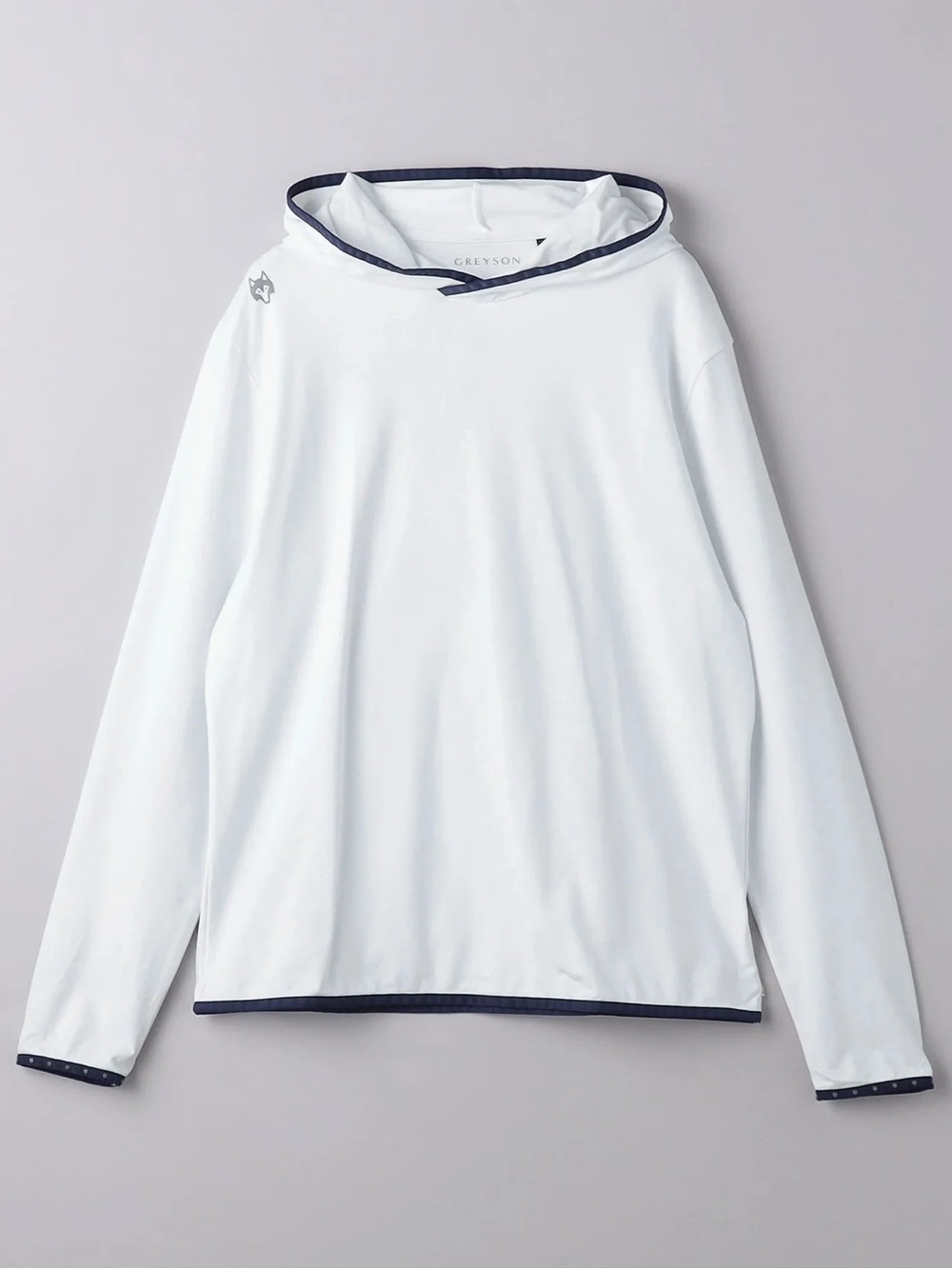 Greyson SC Stono Ferry Golf Club White Hoodie Long Sleeve with Navy Trim